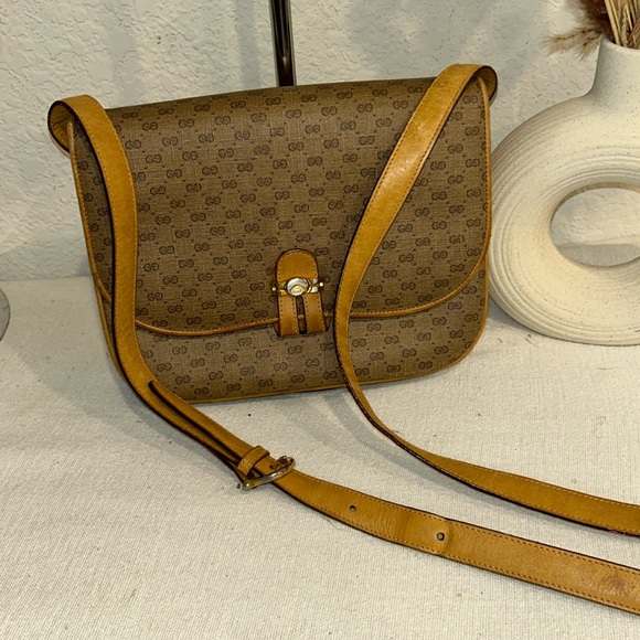 Gucci Handbags - GUCCI Old Vintage Micro GG Logo Hardware Leather Mini Shoulder Bag /cros…